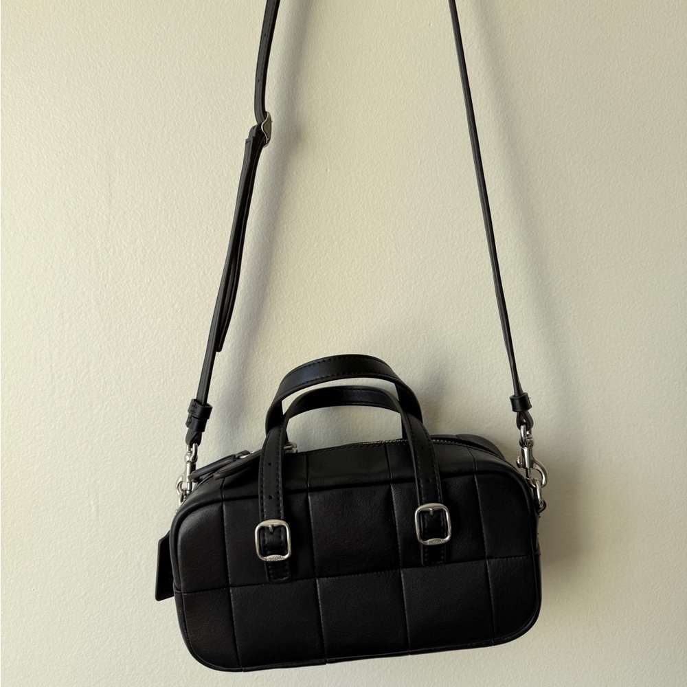 Coachtopia coach Alter/Ego Mini Satchel Bag black Checkerboard Leather Crossbody - Picture 5 of 6